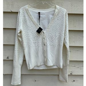 NWT! FRANCESA'S White Sparkle Sweater, Size L